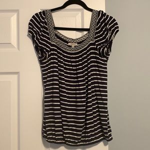 Max Studio Striped Peasant Style Top